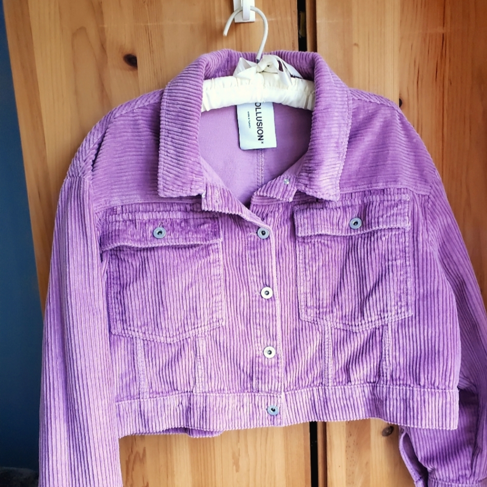 Collusion Women's Dusty Rose Pink Corduroy Cropped Jacket size 8